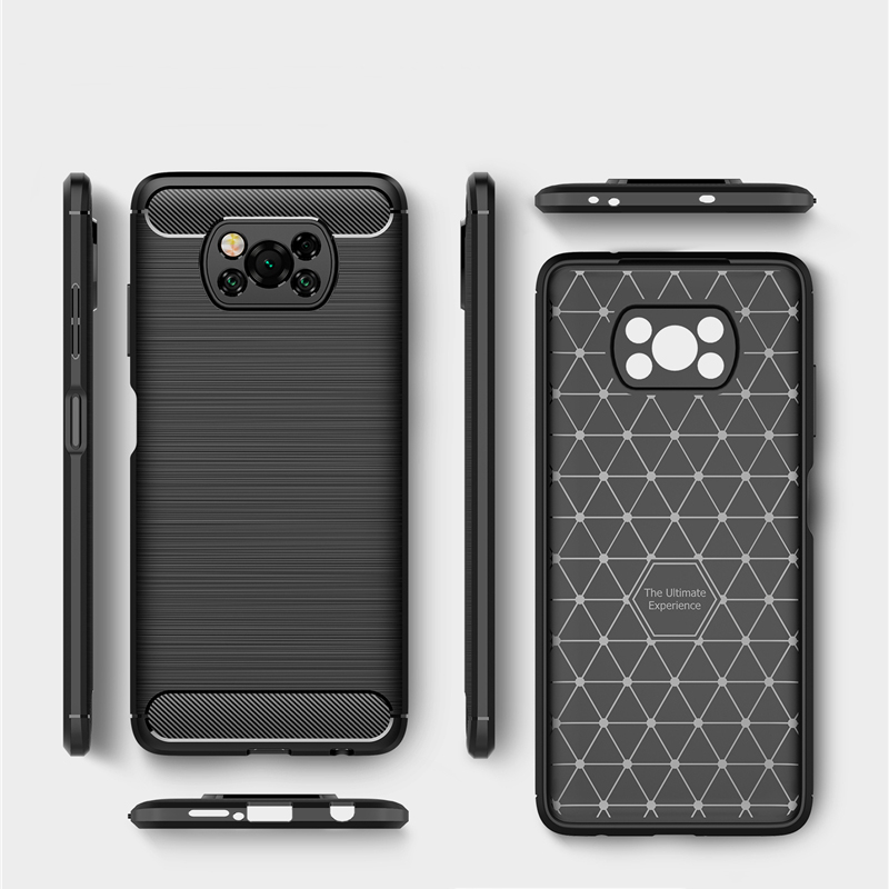 Bakeey--for-POCO-X3-PRO---POCO-X3-NFC-Case-Carbon-Fiber-Texture-with-Lens-Protector-Shockproof-Silic-1820462-9