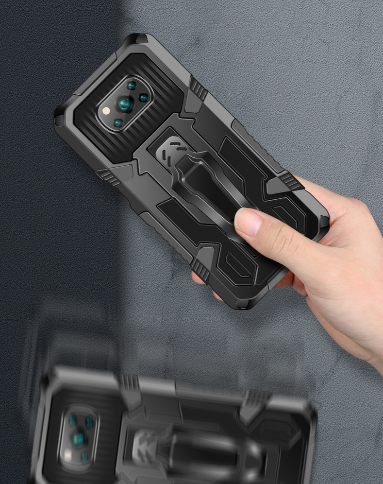 Bakeey--for-POCO-X3-PRO---POCO-X3-NFC-Case-Dual-Layer-Rugged-Armor-Magnetic-with-Belt-Clip-Stand-Non-1800060-3