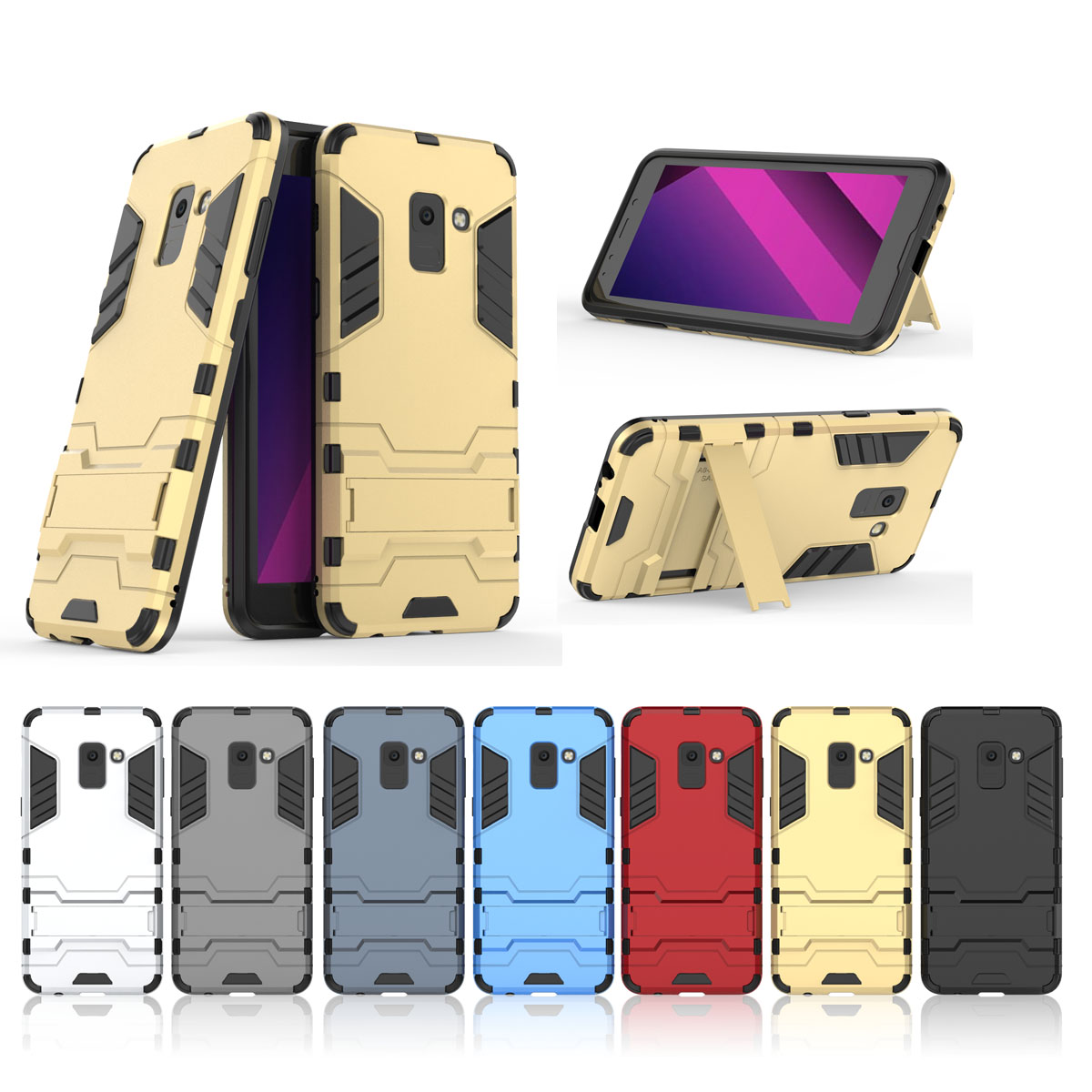 Bakeey-2-in-1-Armor-Kickstand-Hard-PC-Protective-Case-for-Samsung-Galaxy-A8-Plus-2018-1297009-1