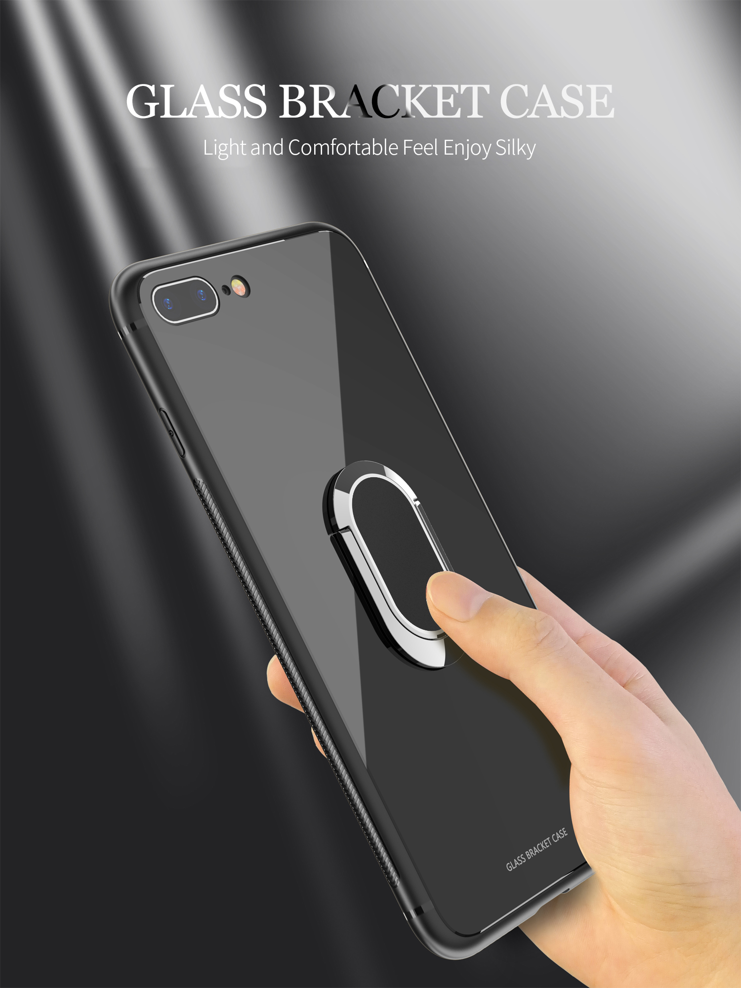 Bakeey-360deg-Rotation-Ring-Kickstand-Magnetic-Glass-Protective-Case-for-iPhone-77-Plus88-Plus-1320629-9