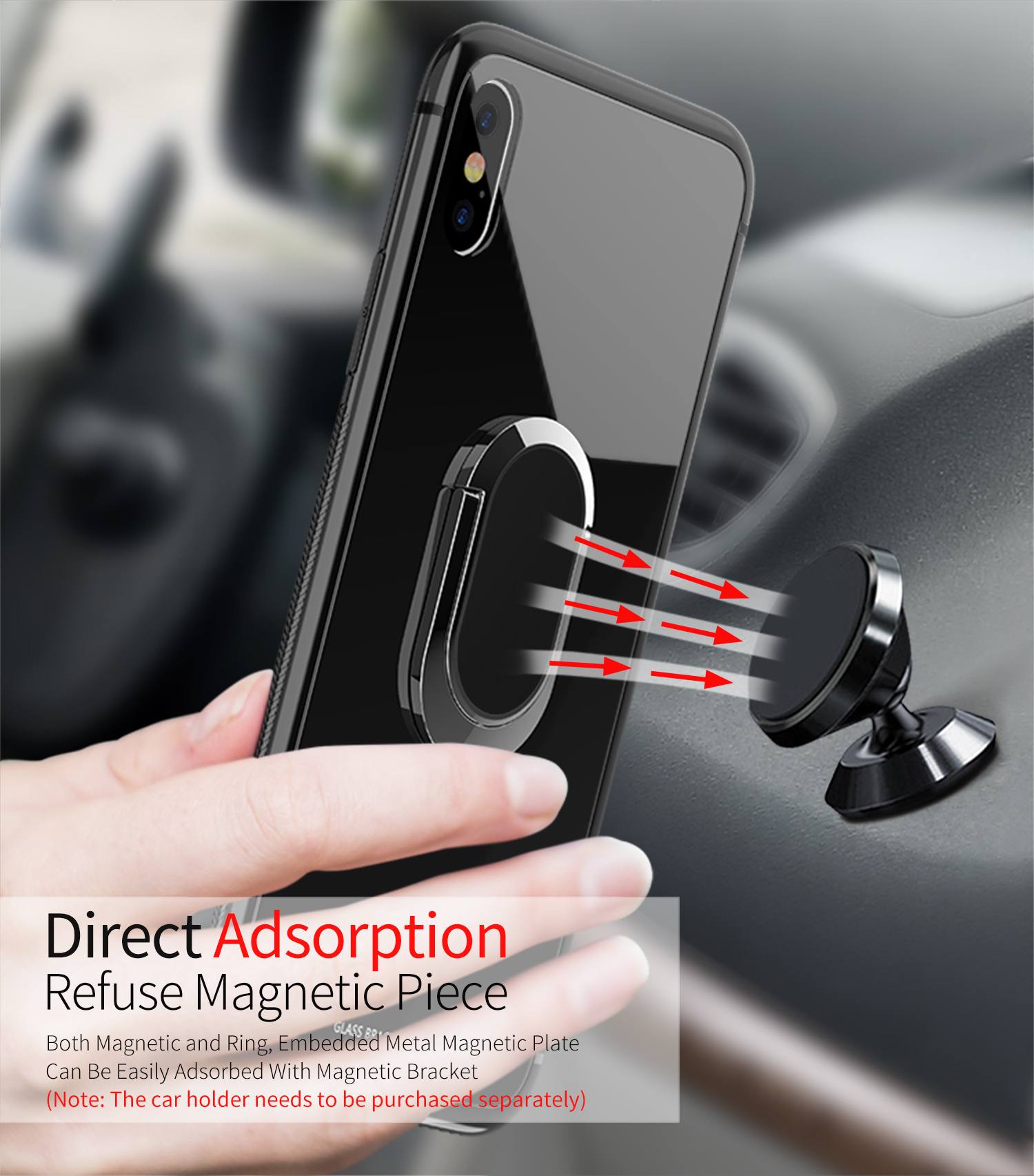 Bakeey-360deg-Rotation-Ring-Kickstand-Magnetic-Glass-Protective-Case-for-iPhone-X-1320685-2