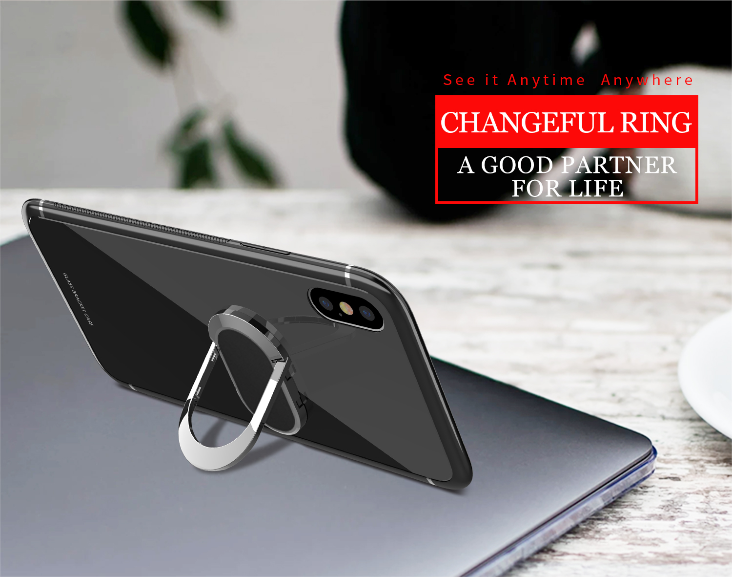 Bakeey-360deg-Rotation-Ring-Kickstand-Magnetic-Glass-Protective-Case-for-iPhone-X-1320685-3