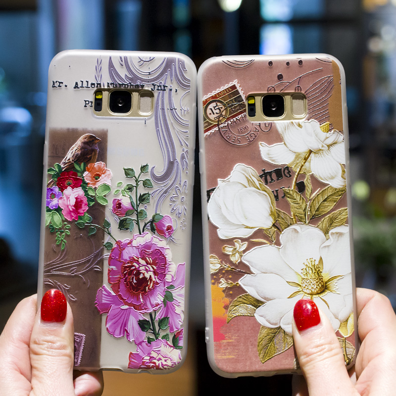 Bakeey-3D-Relief-Printing-Flower--Birds-Soft-Protective-Case-for-Samsung-Galaxy-S8-Plus-1307641-1