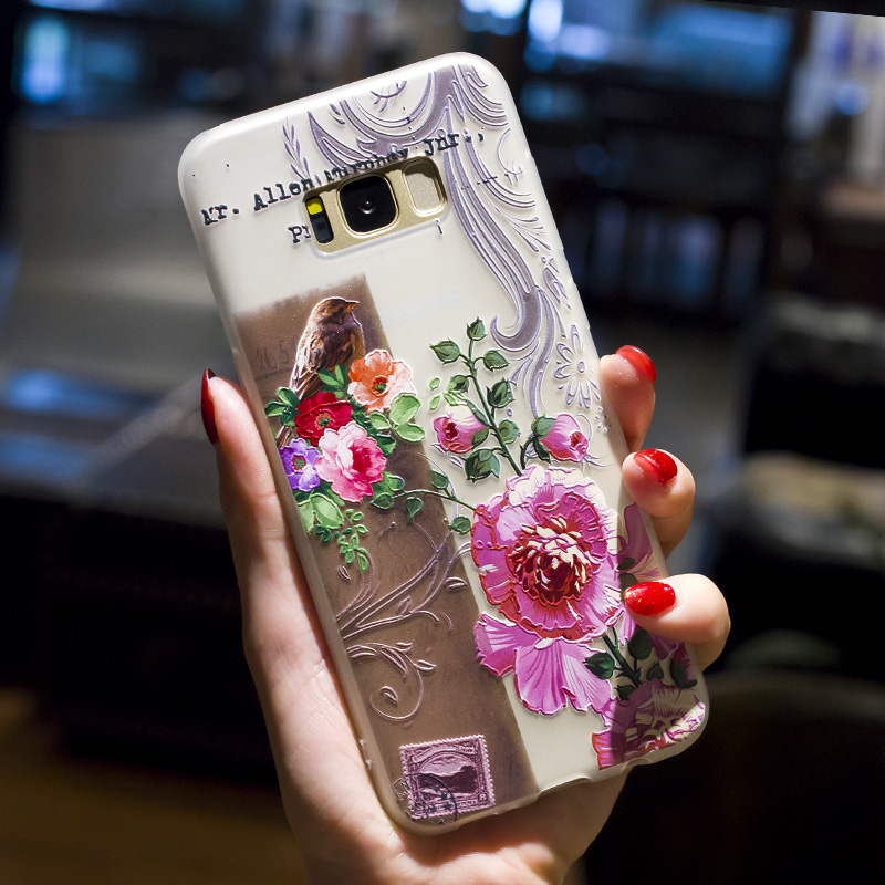 Bakeey-3D-Relief-Printing-Flower--Birds-Soft-Protective-Case-for-Samsung-Galaxy-S8-Plus-1307641-4
