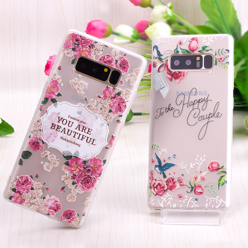Bakeey-3D-Relief-Printing-Fresh-Flower-Soft-Protective-Case-for-Samsung-Galaxy-Note-8-1311648-1
