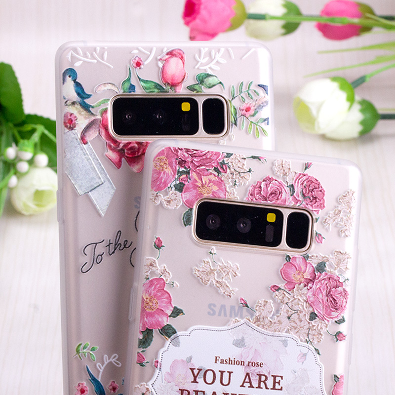 Bakeey-3D-Relief-Printing-Fresh-Flower-Soft-Protective-Case-for-Samsung-Galaxy-Note-8-1311648-2