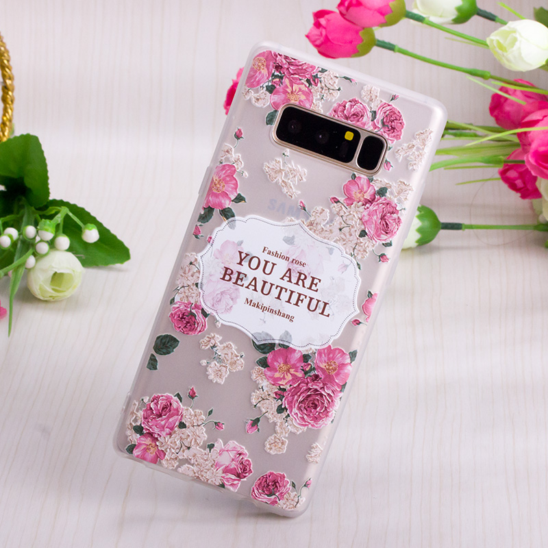 Bakeey-3D-Relief-Printing-Fresh-Flower-Soft-Protective-Case-for-Samsung-Galaxy-Note-8-1311648-4