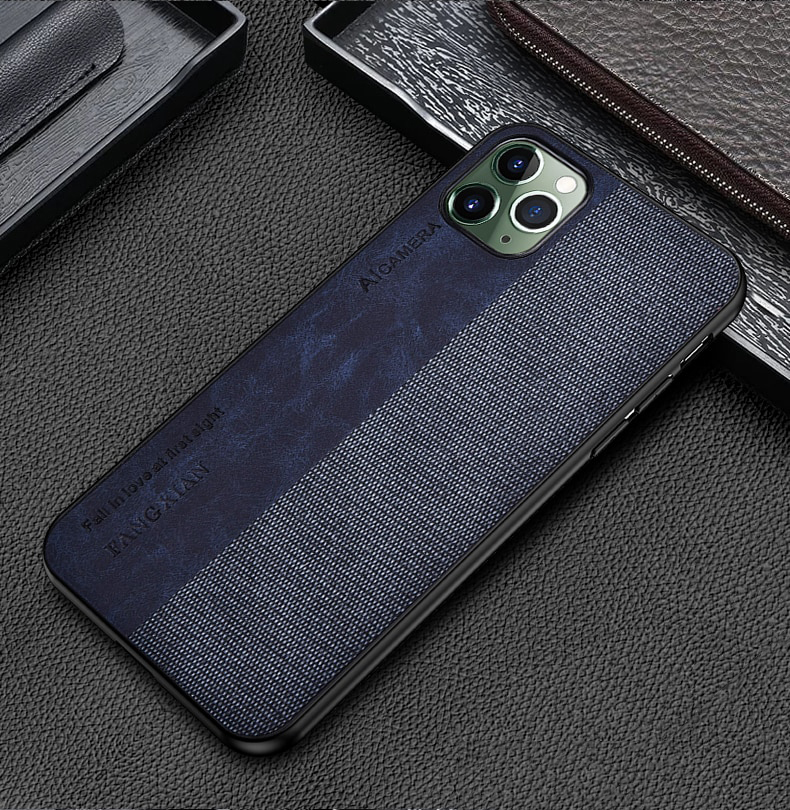 Bakeey-Anti-fingerprint-Retro-Canvas-PU-Leather-Protective-Case-for-iPhone-11-61-inch-1580788-10