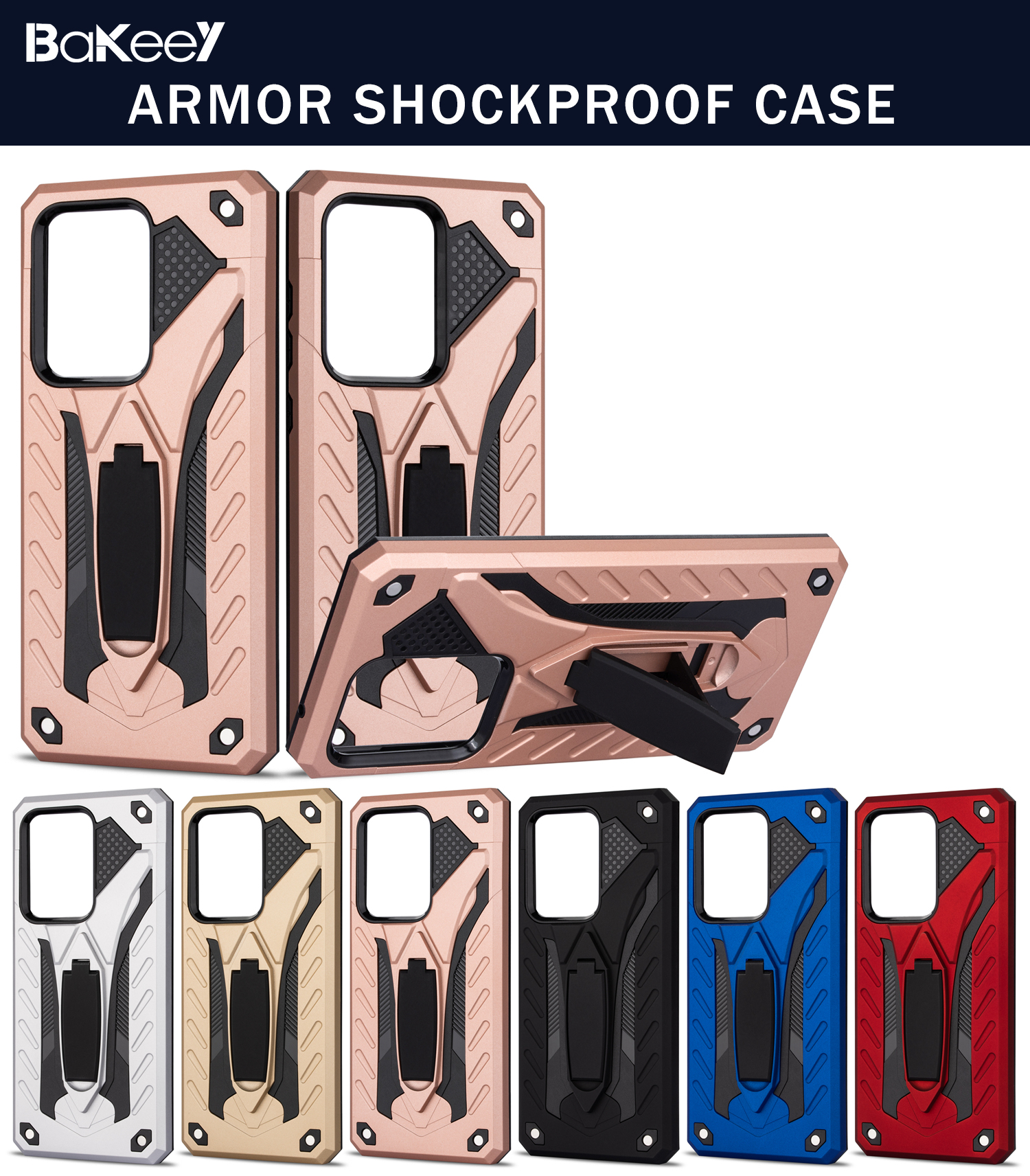 Bakeey-Armor-Shockproof-Anti-Fingerprint-with-Ring-Bracket-Stand-PC--TPU-Protective-Case-for-Samsung-1725980-1