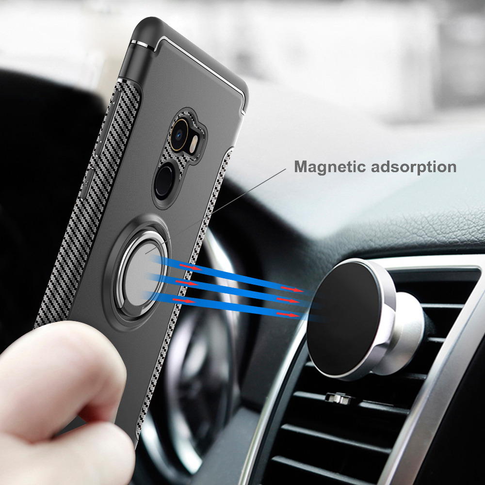 Bakeey-Armor-Shockproof-Magnetic-360deg-Rotation-Ring-Holder-TPU-PC-Protective-Case-For-Xiaomi-Mix-2-1236300-1