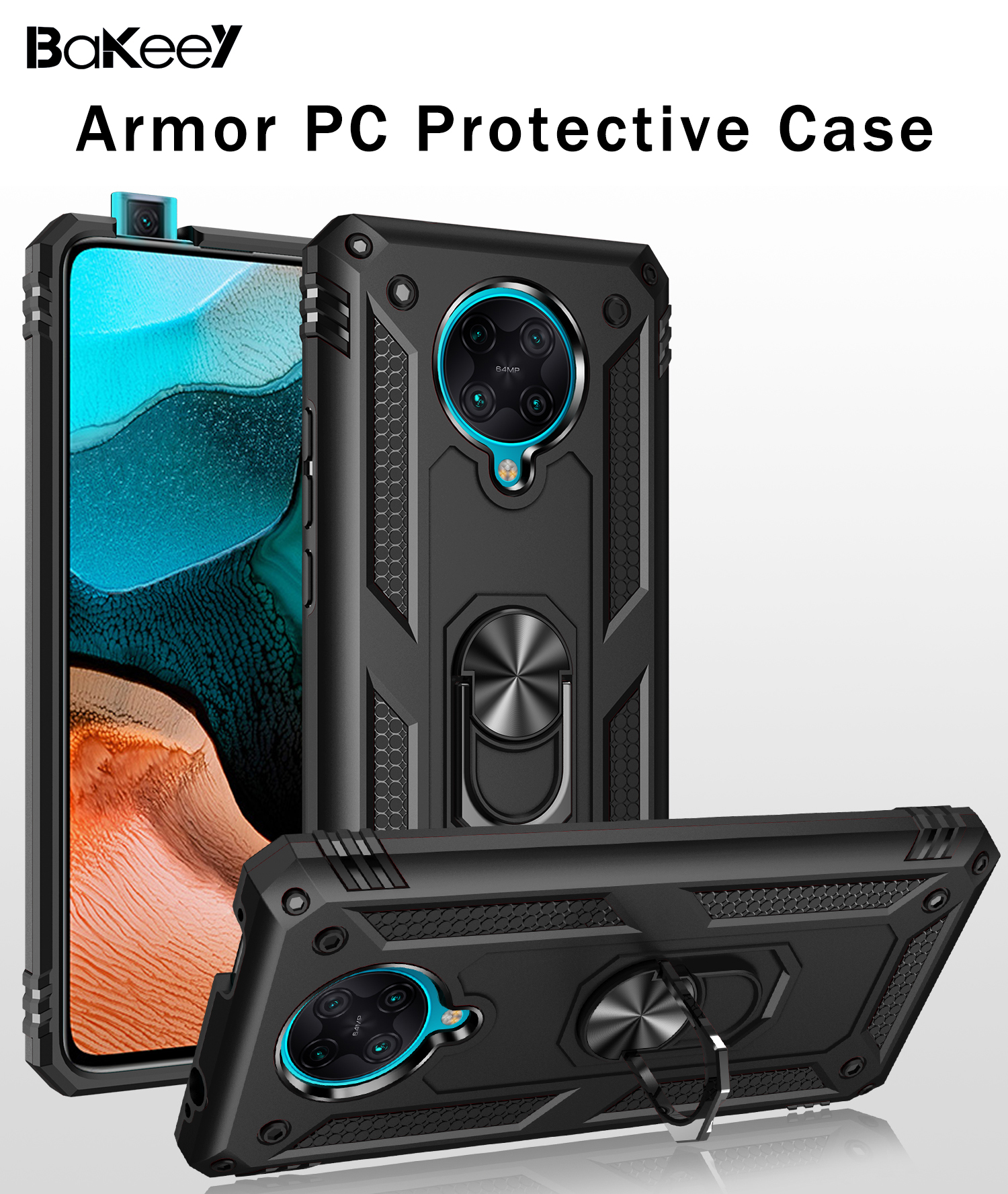 Bakeey-Armor-with-360deg-Degree-Rotatable-Magnetic-Ring-Holder-Shockproof-PC-Protective-Case-for-Poc-1721910-1