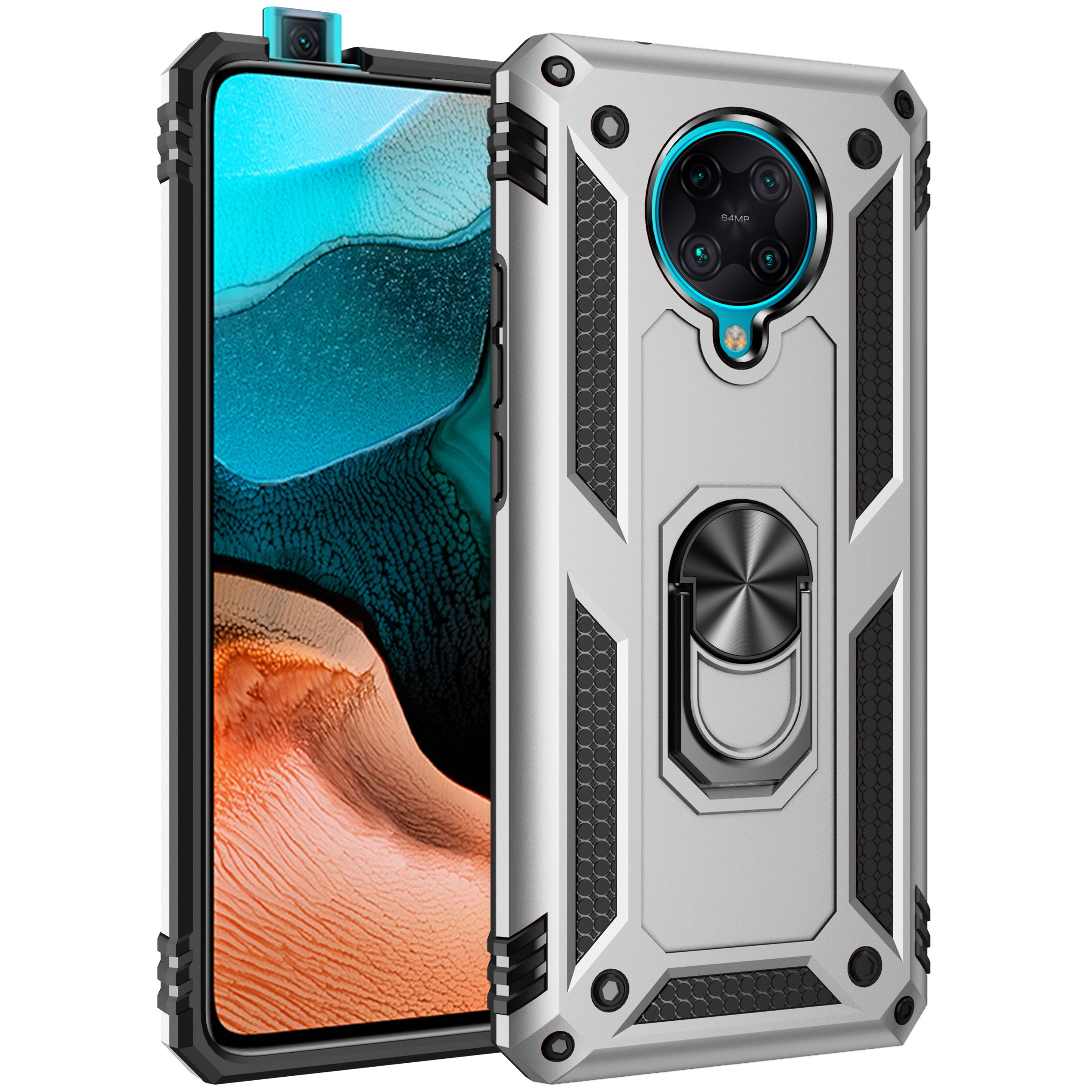 Bakeey-Armor-with-360deg-Degree-Rotatable-Magnetic-Ring-Holder-Shockproof-PC-Protective-Case-for-Poc-1721910-14