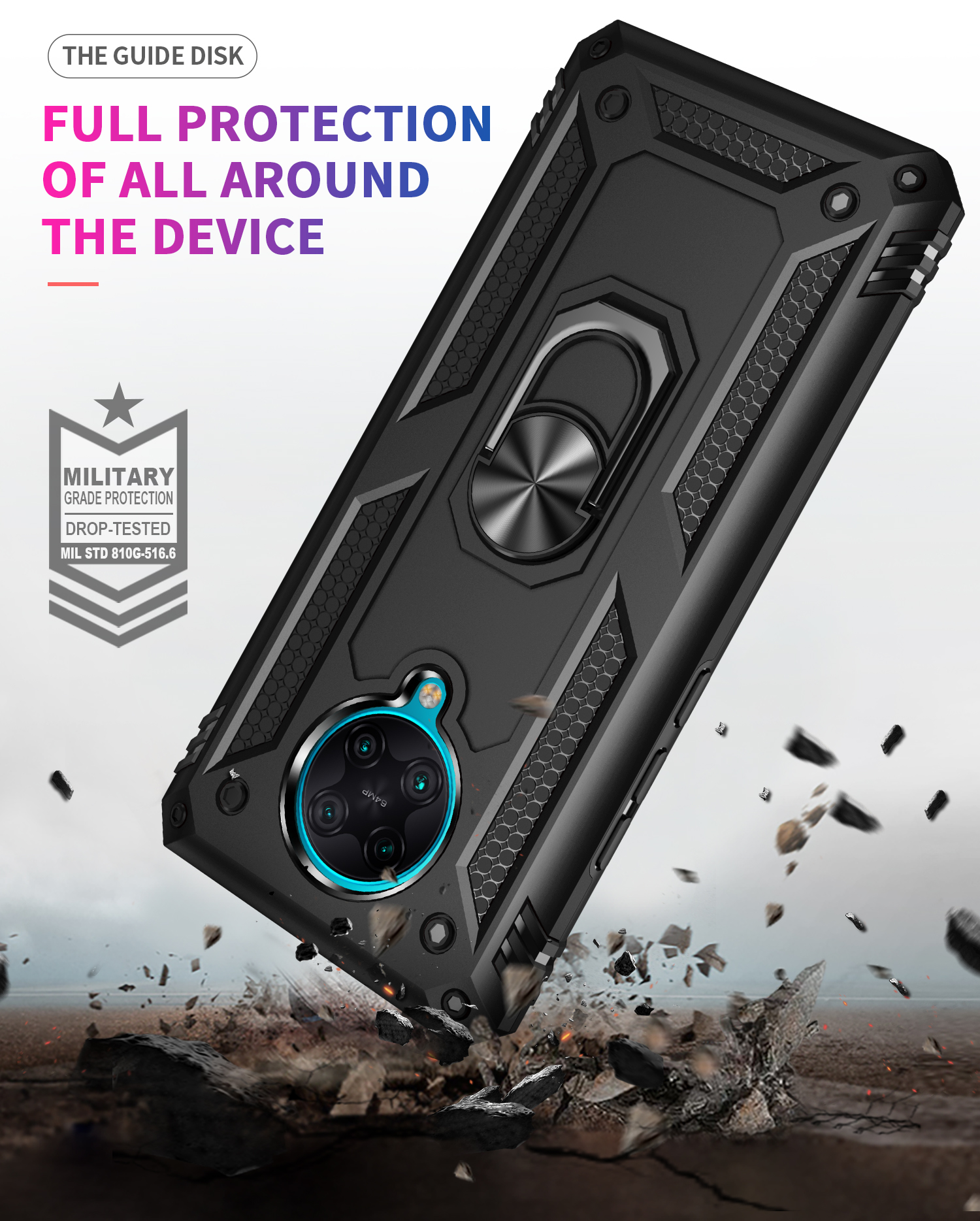 Bakeey-Armor-with-360deg-Degree-Rotatable-Magnetic-Ring-Holder-Shockproof-PC-Protective-Case-for-Poc-1721910-5