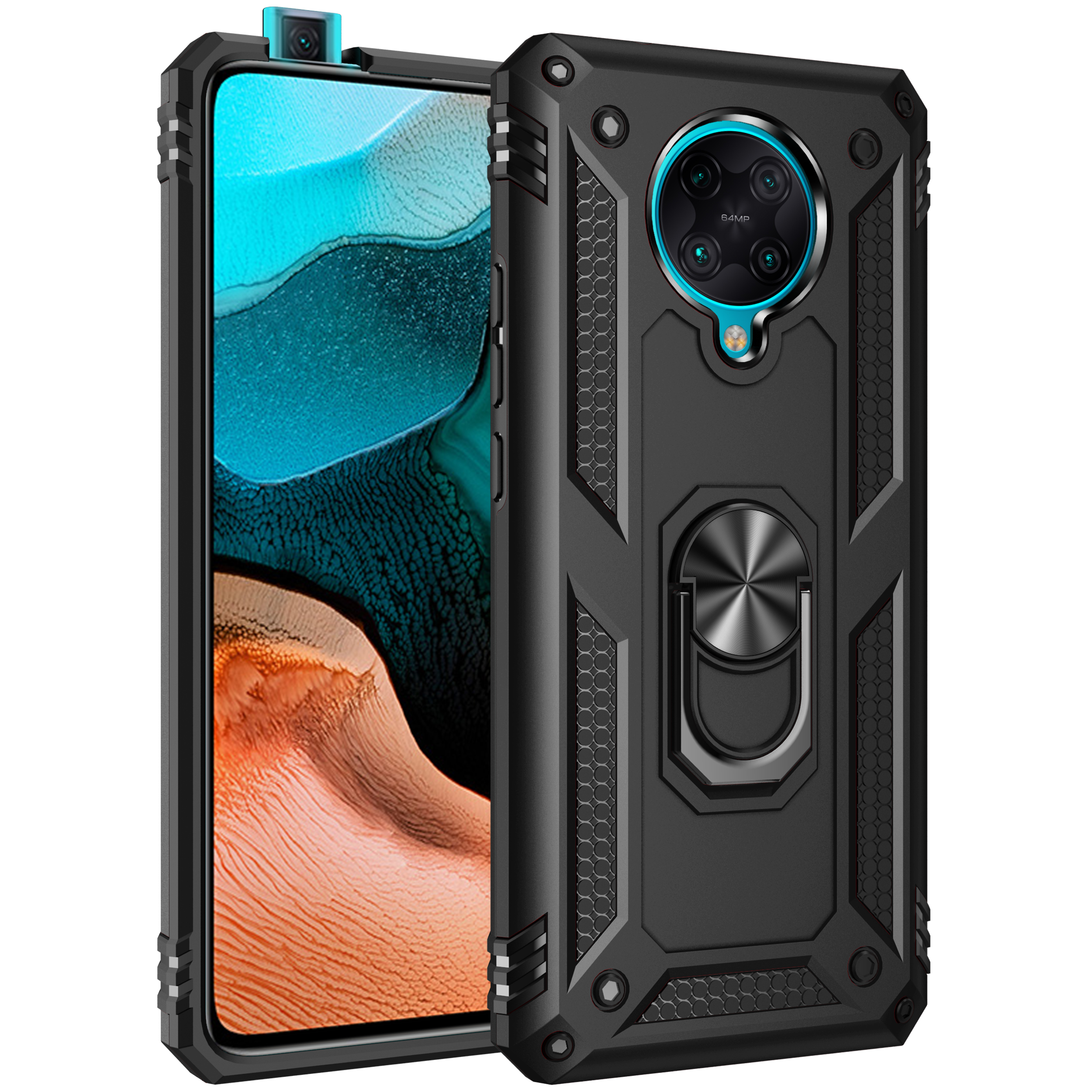Bakeey-Armor-with-360deg-Degree-Rotatable-Magnetic-Ring-Holder-Shockproof-PC-Protective-Case-for-Poc-1721910-10