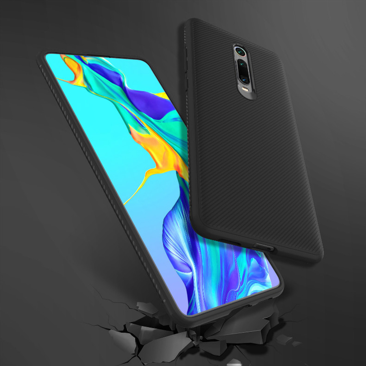 Bakeey-Carbon-Fiber-Texture-Shockproof-Soft-TPU-Protective-Case-for-Xiaomi-Mi-9T--Xiaomi-Mi9T-Pro--X-1559484-5