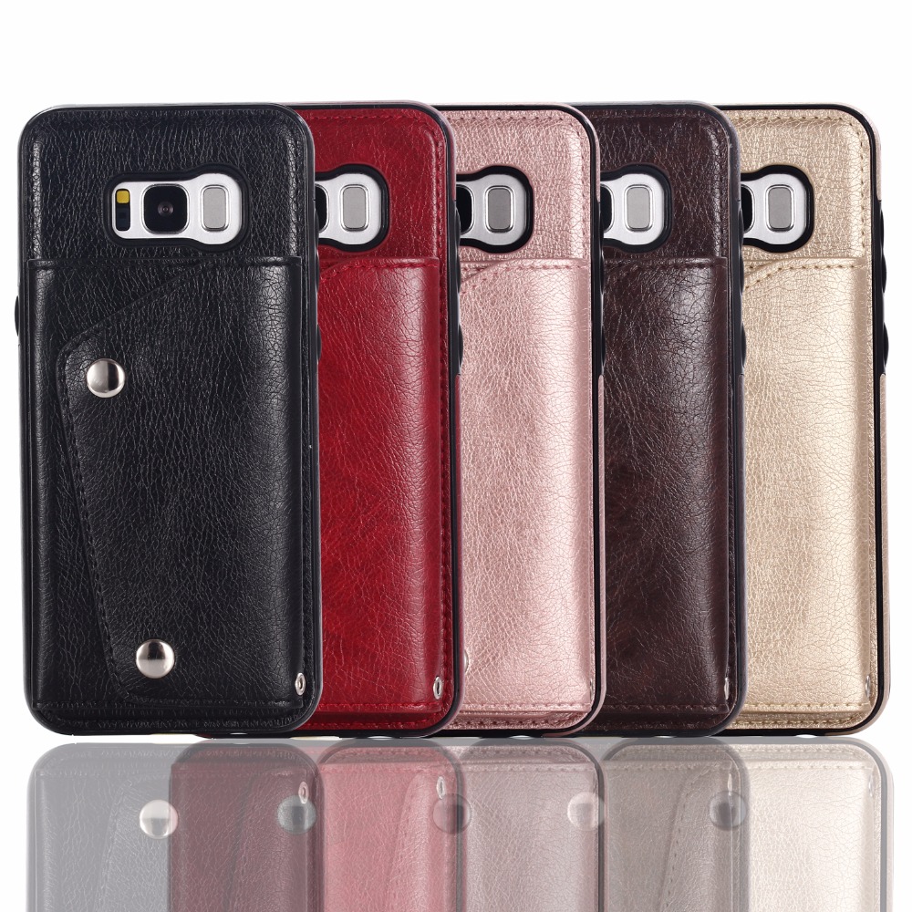 Bakeey-Classic-PU-Leather-Wallet-Card-Slots-Bracket-Protective-Case-for-Samsung-Galaxy-S8-Plus-1286287-1