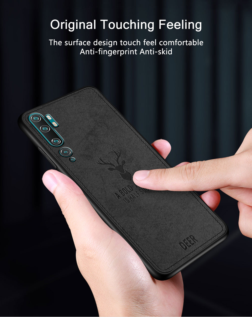 Bakeey-Deer-Luxury-Canvas-Cloth-Shockproof-Anti-fingerprint-Protective-Case-for-Xiaomi-Mi-Note-10--X-1629884-1