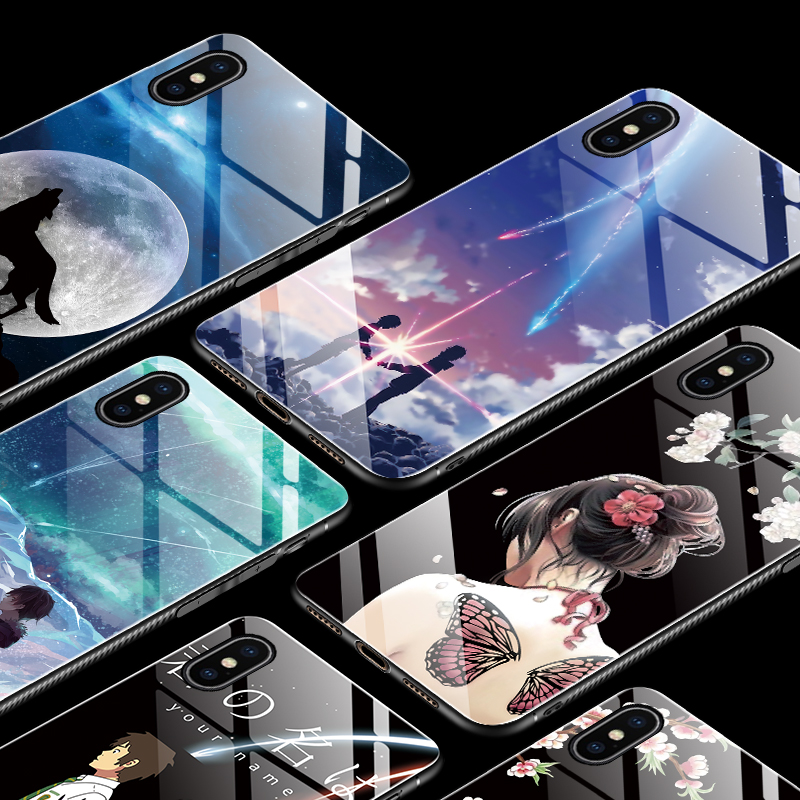 Bakeey-Fashion-Pattern-Tempered-Glass-Protective-Case-For-iPhone-XS-Max-1391542-1