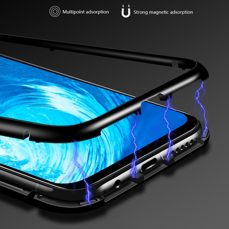 Bakeey-Flip-360deg-Magnetic-Adsorption-Metal-Tempered-Glass-Protective-Case-for-Huawei-Honor-8X-1449352-3