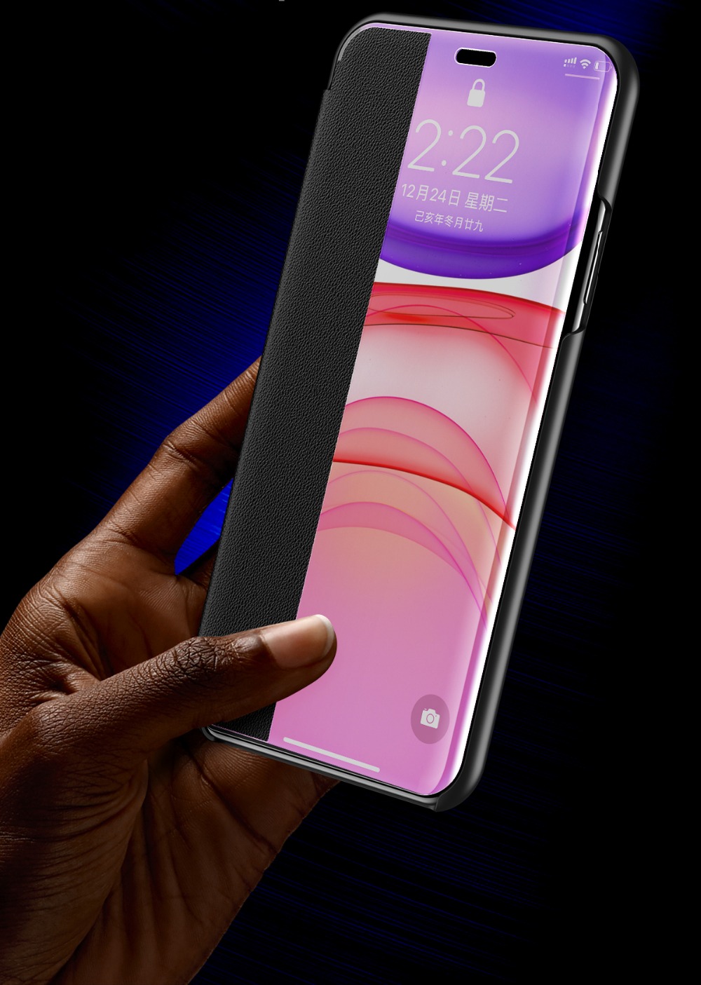 Bakeey-Flip-Bumper-Window-View-with-Foldable-Stand-PU-Leather-Protective-Case-for-iPhone-XR-1630898-4