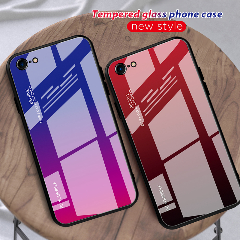 Bakeey-Gradient-Color-Tempered-Glass-Shockproof-Scratch-Resistant-Protective-Case-for-iPhone-SE-2020-1679343-1