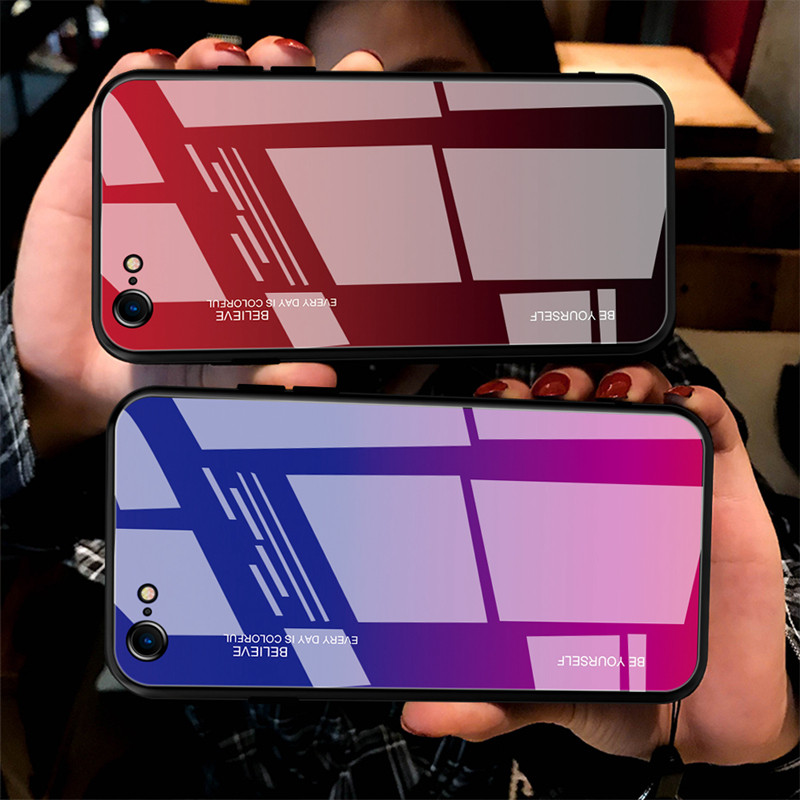 Bakeey-Gradient-Color-Tempered-Glass-Shockproof-Scratch-Resistant-Protective-Case-for-iPhone-SE-2020-1679343-13