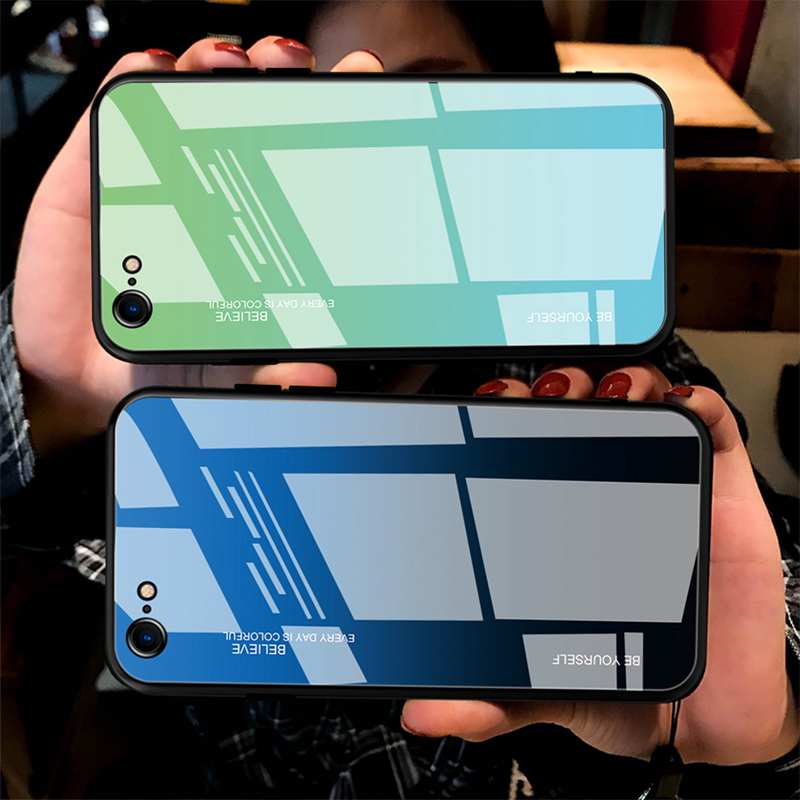 Bakeey-Gradient-Color-Tempered-Glass-Shockproof-Scratch-Resistant-Protective-Case-for-iPhone-SE-2020-1679343-14