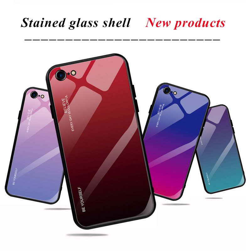Bakeey-Gradient-Color-Tempered-Glass-Shockproof-Scratch-Resistant-Protective-Case-for-iPhone-SE-2020-1679343-3