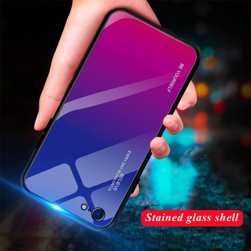 Bakeey-Gradient-Color-Tempered-Glass-Shockproof-Scratch-Resistant-Protective-Case-for-iPhone-SE-2020-1679343-9