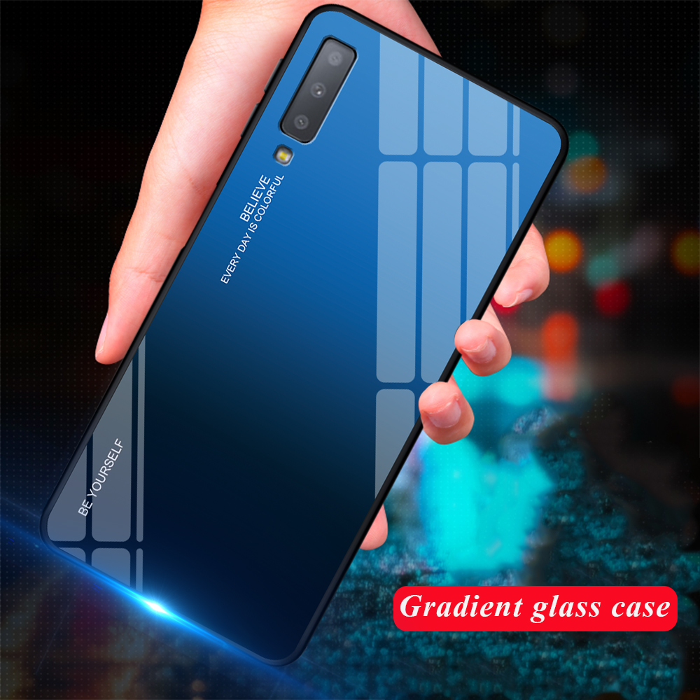 Bakeey-Gradient-Tempered-Glass-Protective-Case-For-Samsung-Galaxy-A7-2018-Scratch-Resistant-Back-Cov-1426281-1