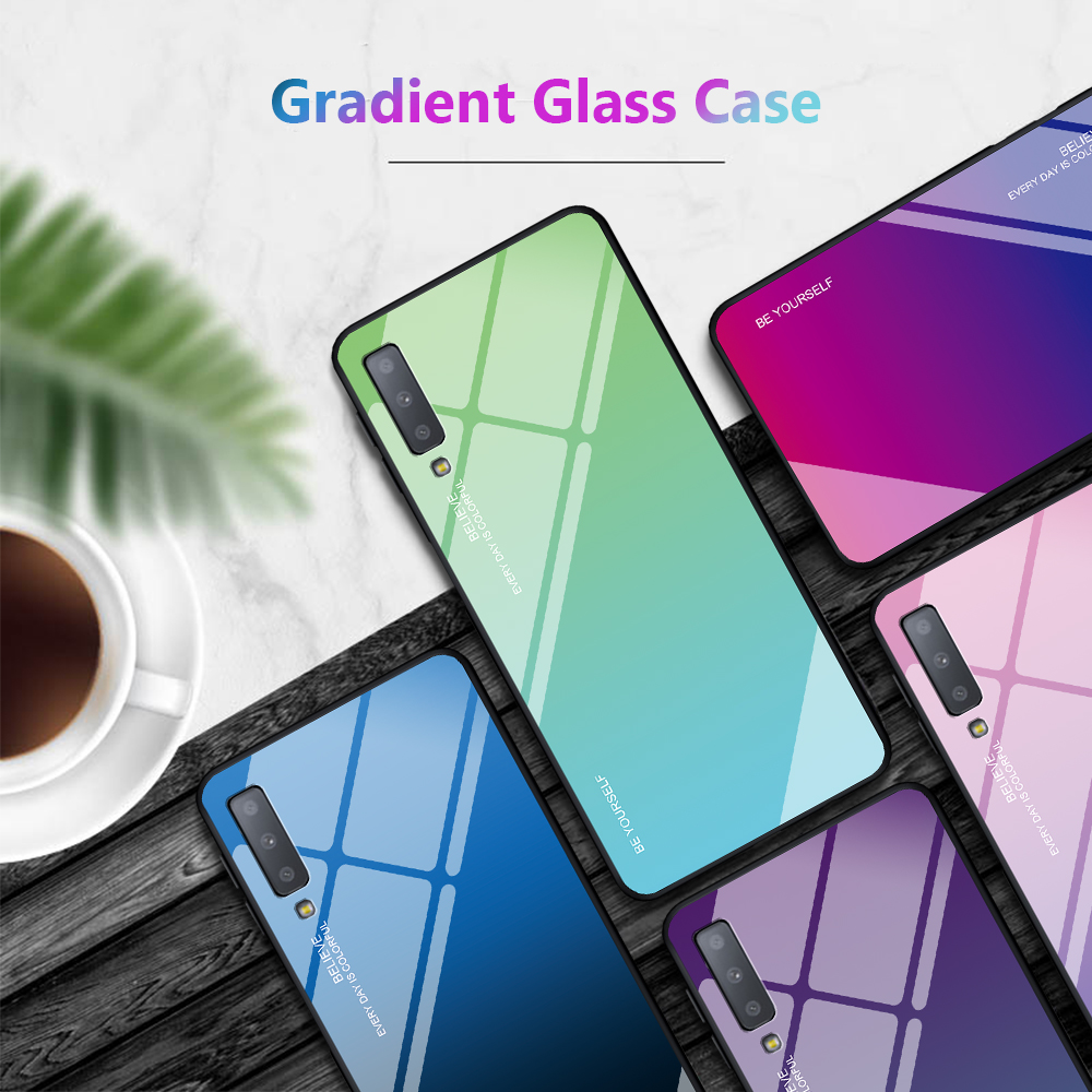 Bakeey-Gradient-Tempered-Glass-Protective-Case-For-Samsung-Galaxy-A7-2018-Scratch-Resistant-Back-Cov-1426281-4