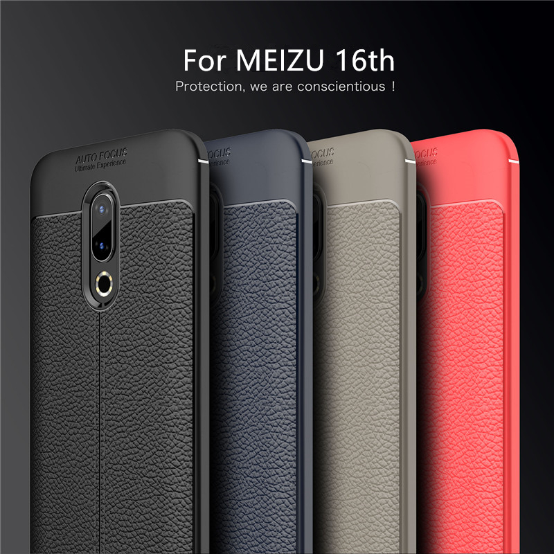 Bakeey-Litchi-Soft-Silicone-Anti-fingerprint-Protective-Case-For-Meizu-16--Meizu-16th-1451520-1