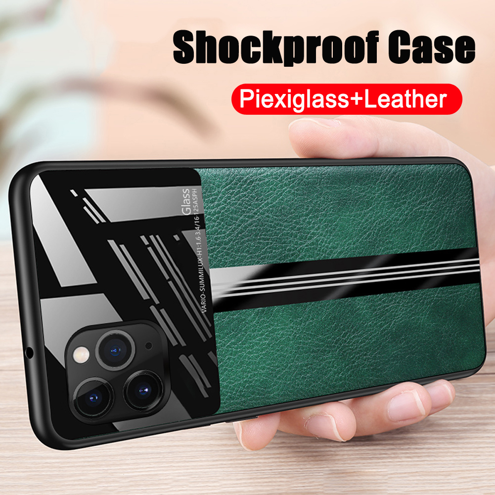 Bakeey-Luxury-Business-PU-Leather-Mirror-Glass-Shockproof-Protective-Case-for-iPhone-11-Pro-58-inch-1630935-2