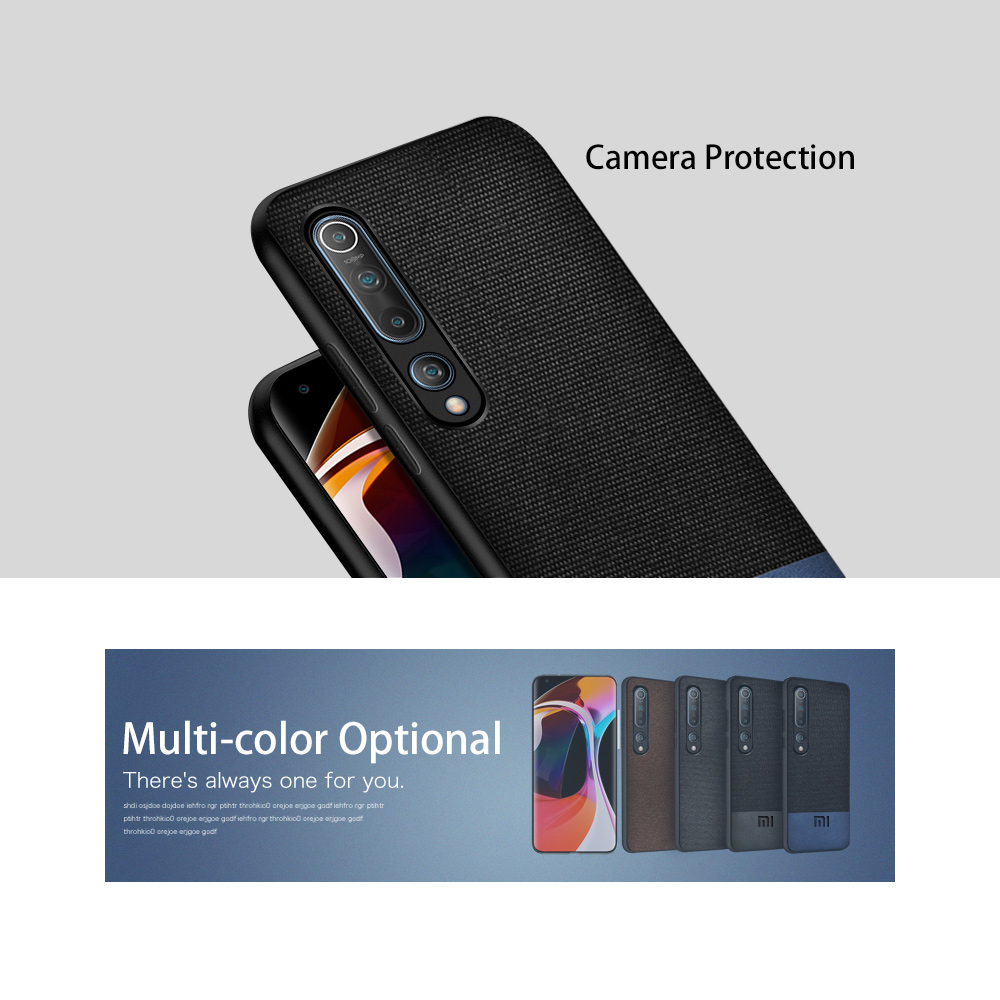 Bakeey-Luxury-Canvas-Fabric-Splice-Soft-Silicone-Edge-Shockproof-Protective-Case-for-Xiaomi-Mi-10--X-1675053-2