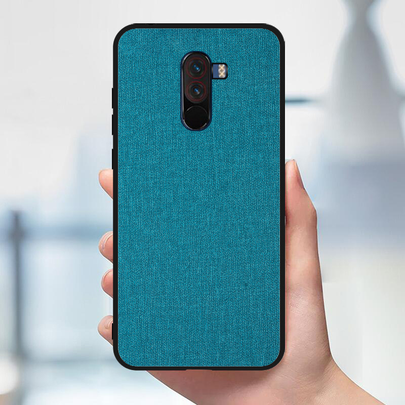 Bakeey-Luxury-Fabric-PC-Back--Soft-TPU-Bumper-Protective-Case-for-Xiaomi-Pocophone-F1-1366359-1