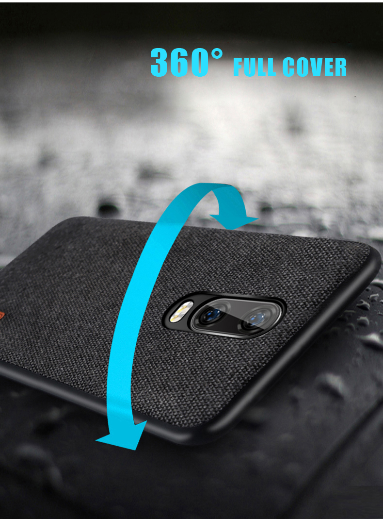 Bakeey-Luxury-Fabric-Splice-Soft-Silicone-Edge-Shockproof-Protective-Case-For-OnePlus-6T-1393434-1