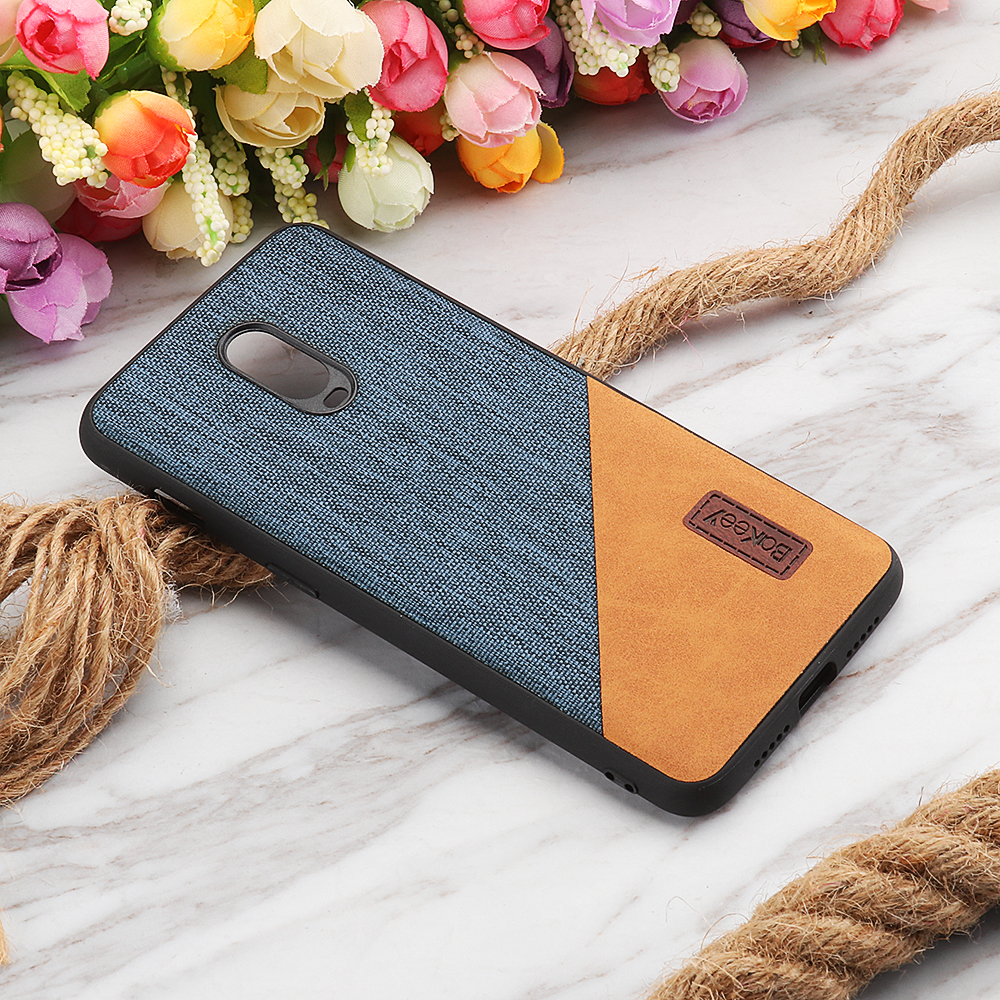 Bakeey-Luxury-Fabric-Splice-Soft-Silicone-Edge-Shockproof-Protective-Case-For-OnePlus-6T-1393434-11