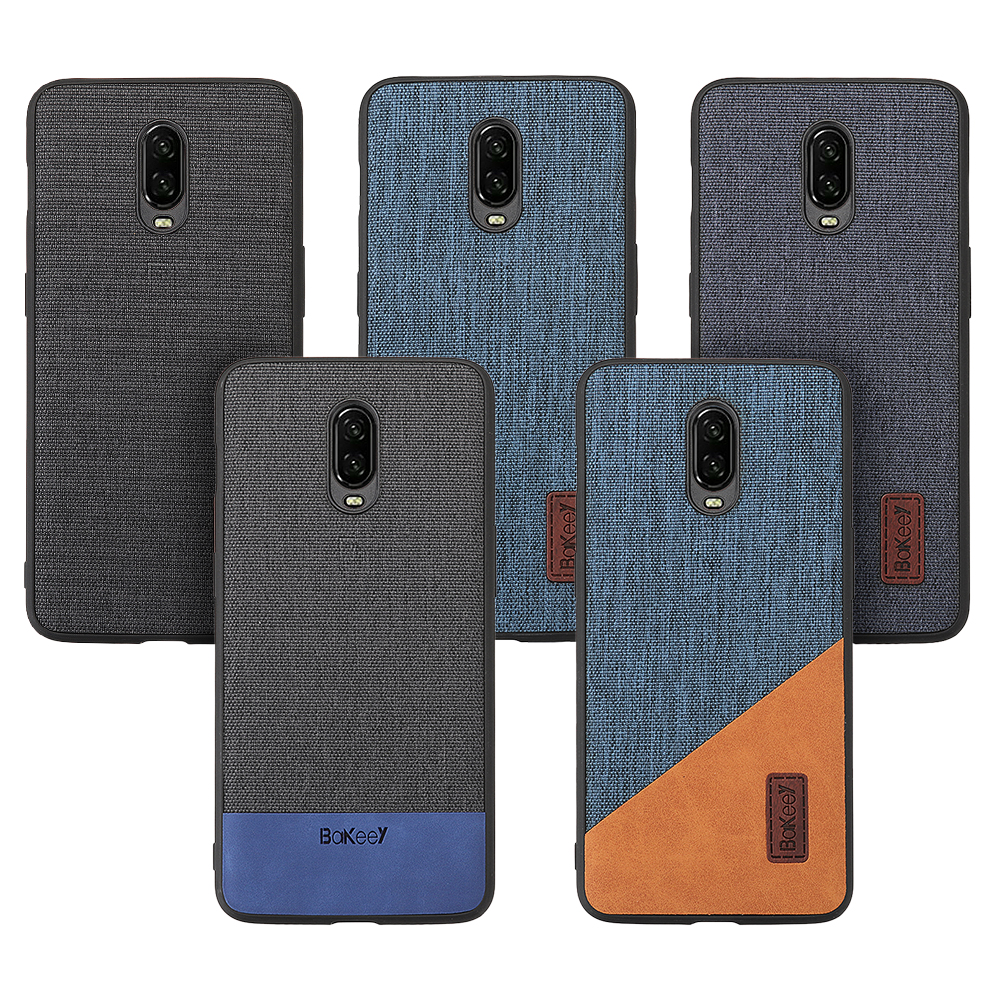 Bakeey-Luxury-Fabric-Splice-Soft-Silicone-Edge-Shockproof-Protective-Case-For-OnePlus-6T-1393434-7