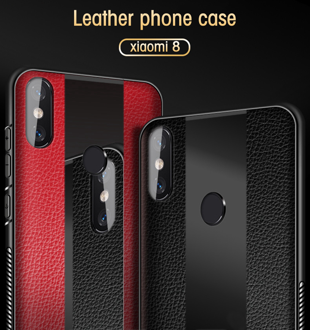 Bakeey-Luxury-Shockproof-Soft-Silicone-PU-Leather-Tempered-Glass-Protective-Case-For-Xiaomi-Mi-8--Mi-1430460-2
