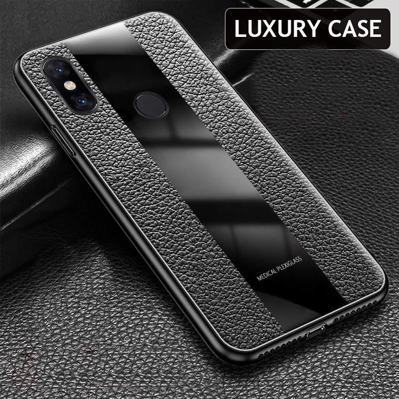 Bakeey-Luxury-Shockproof-Soft-Silicone-PU-Leather-Tempered-Glass-Protective-Case-For-Xiaomi-Mi-8--Mi-1430460-7