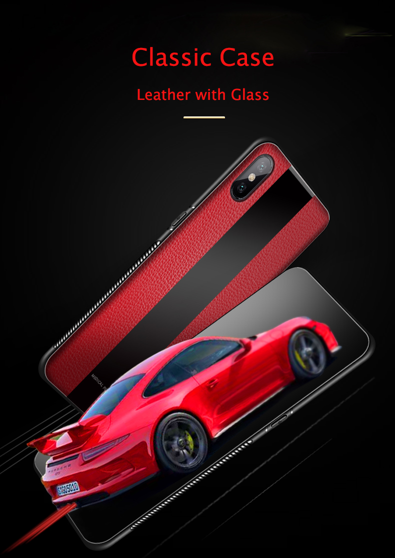 Bakeey-Luxury-Shockproof-Soft-Silicone-PU-Leather-Tempered-Glass-Protective-Case-For-Xiaomi-Mi8-Pro--1430927-1