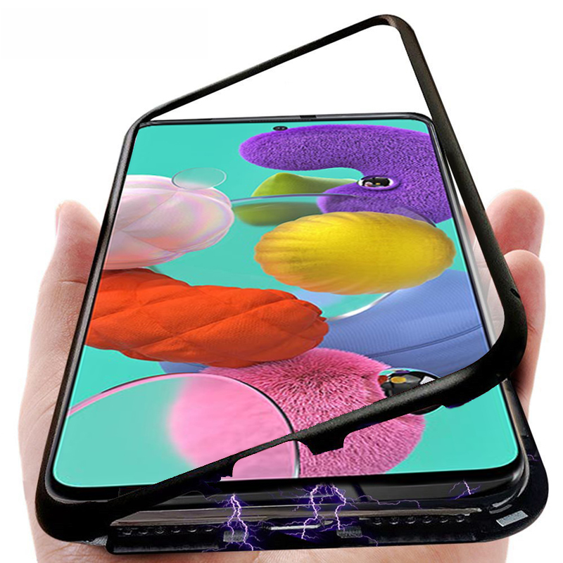 Bakeey-Metal-Magnetic-Adsorption-Flip-Tempered-Glass-Protective-Case-for-Samsung-Galaxy-A71-2019-1643580-2