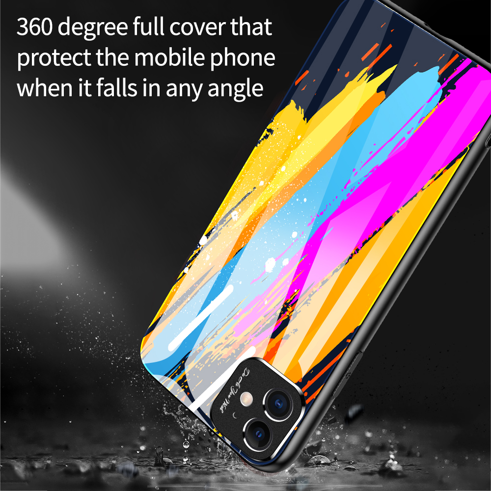 Bakeey-Oil-Painting-Colorful-Glossy-Tempered-Glass-with-3D-Metal-Matte-Lens-Ring-Shockproof-Protecti-1640275-4