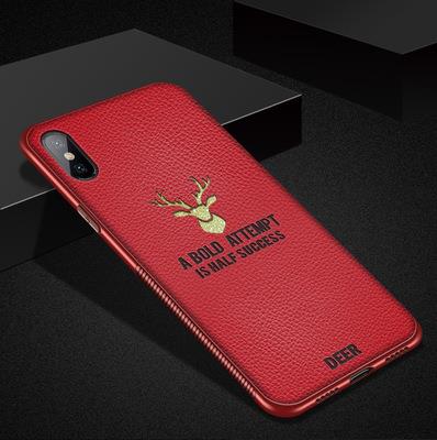 Bakeey-Plating-Border-Deer-Pattern-PU-Leather-Soft-Edge-Protective-Case-For-Xiaomi-Redmi-Note-7--Red-1459631-8