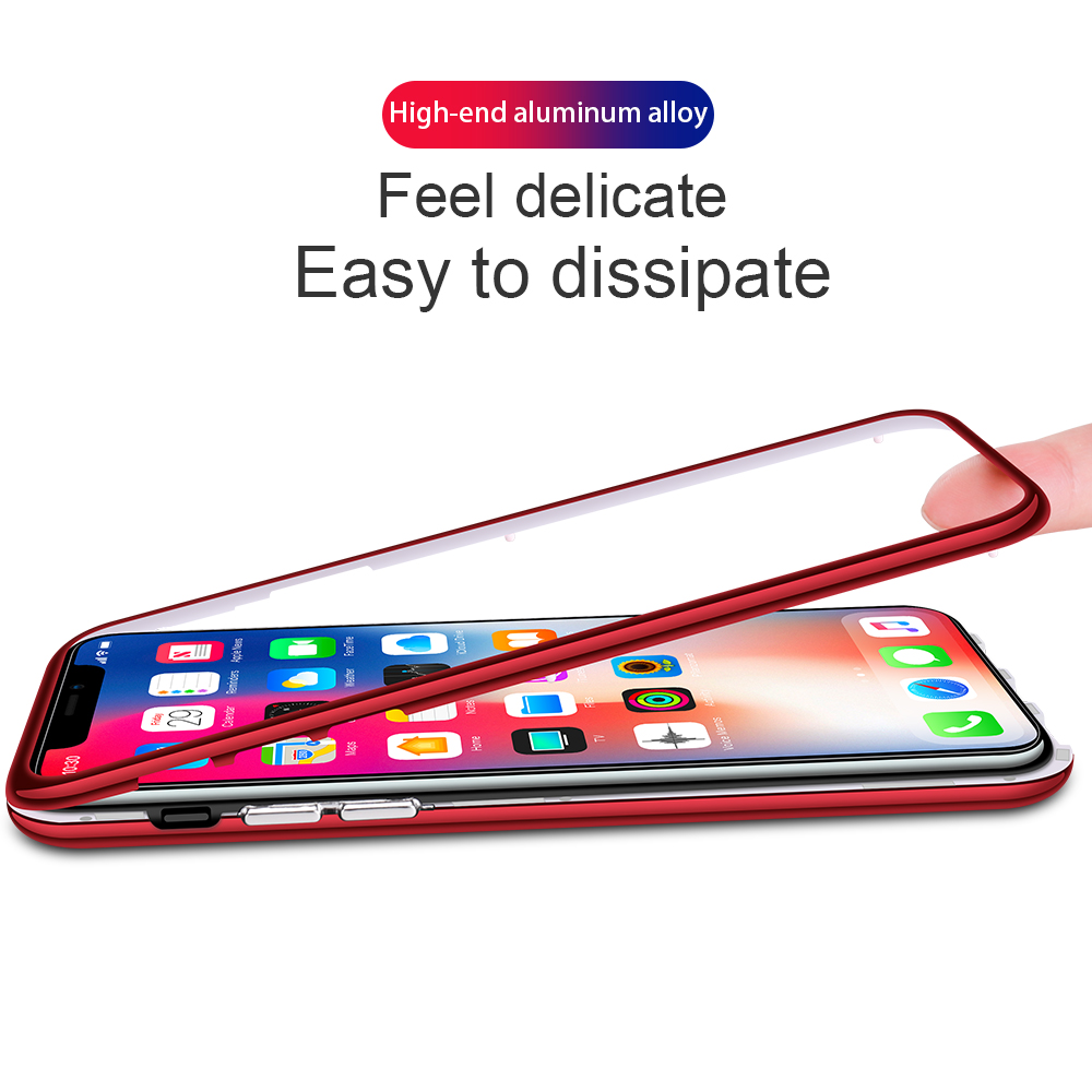 Bakeey-Plating-Magnetic-Adsorption-Full-Body-Protective-Case-with-Tempered-Glass-for-iPhone-X-1316186-2