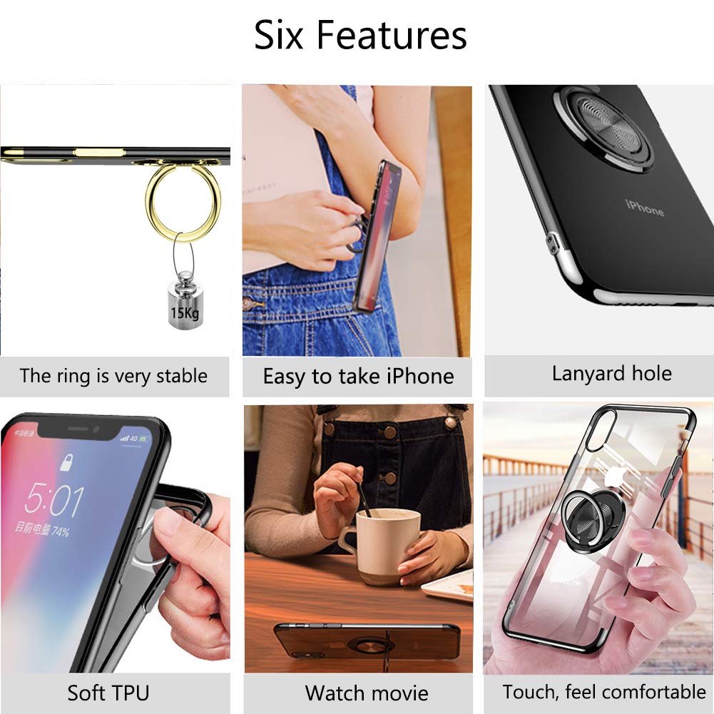 Bakeey-Plating-Ring-Grip-Kickstand-Clear-Protective-Case-For-iPhone-XS-Max-1440661-3
