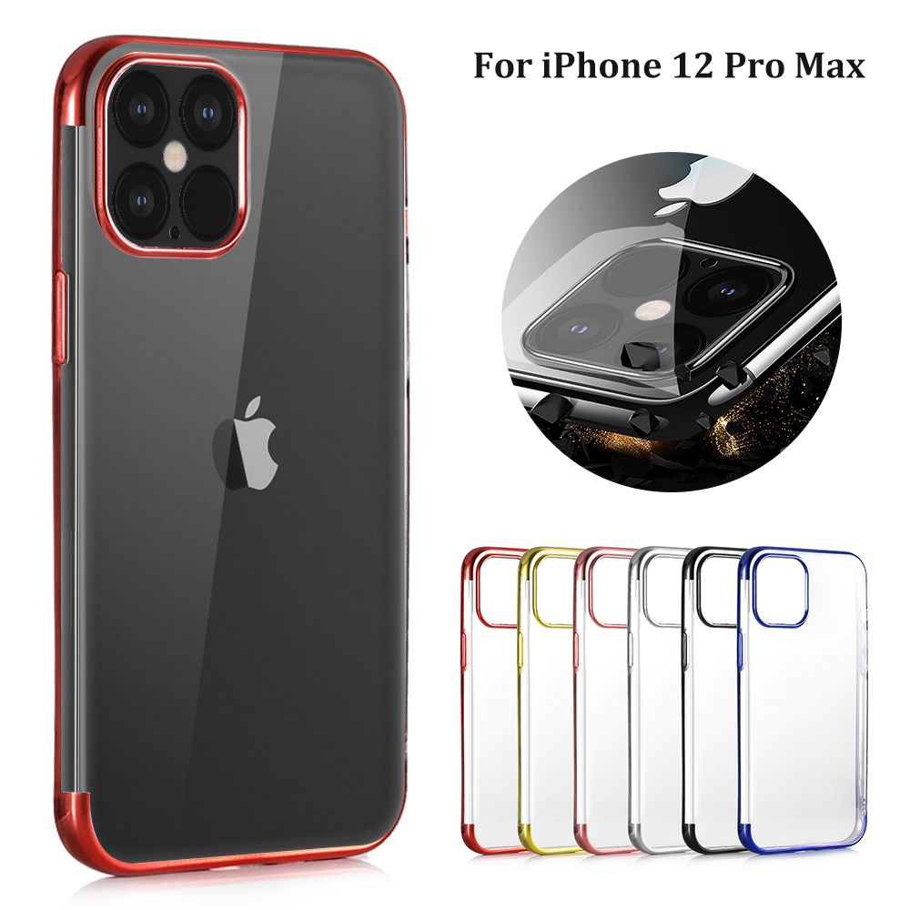 Bakeey-Plating-Ultra-thin-Transparent-Non-Yellow-Shockproof-Soft-TPU-Protective-Case-for-iPhone-12-P-1740830-3