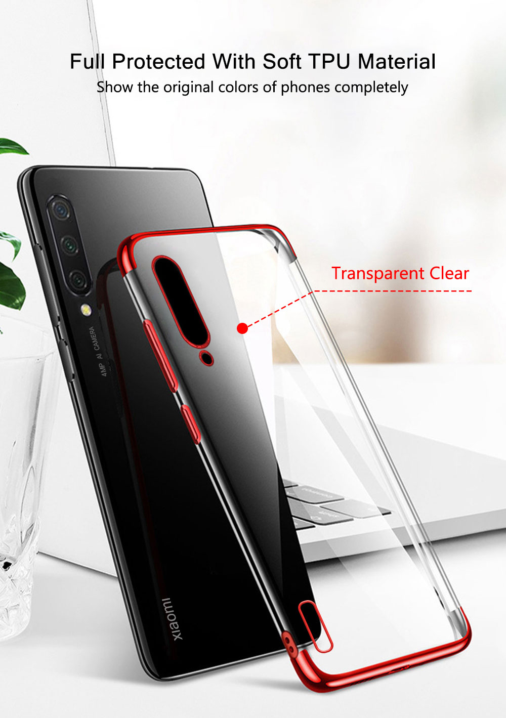Bakeey-Plating-Ultra-thin-Transparent-Soft-TPU-Shockproof-Protective-Case-for-Xiaomi-Mi-A3--Xiaomi-M-1584310-2