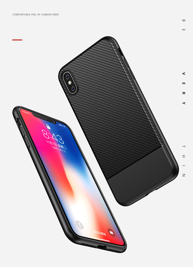 Bakeey-Protective-Case-For-iPhone-XS-Carbon-Fiber-Fingerprint-Resistant-Soft-TPU-Back-Cover-1356308-1