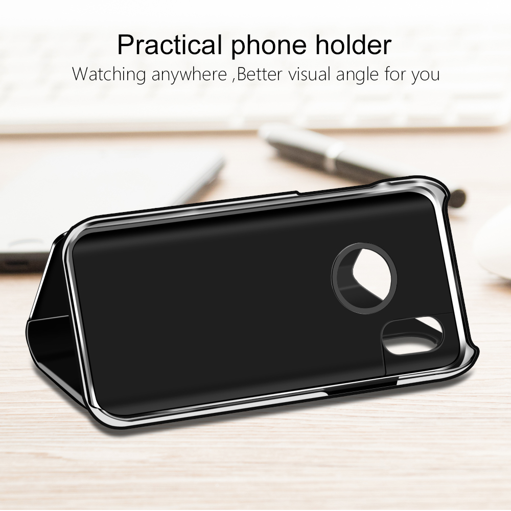 Bakeey-Protective-Case-For-iPhone-XS-Plating-Mirror-Window-View-Kickstand-Magnetic-Flip-Cover-1361105-2